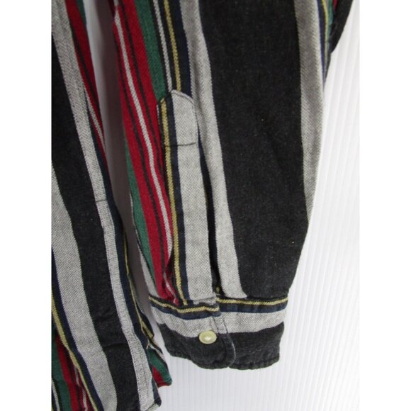 VINTAGE Ralph Lauren Chaps Shirt Large Red Flannel Button Up Striped - Picture 3 of 11